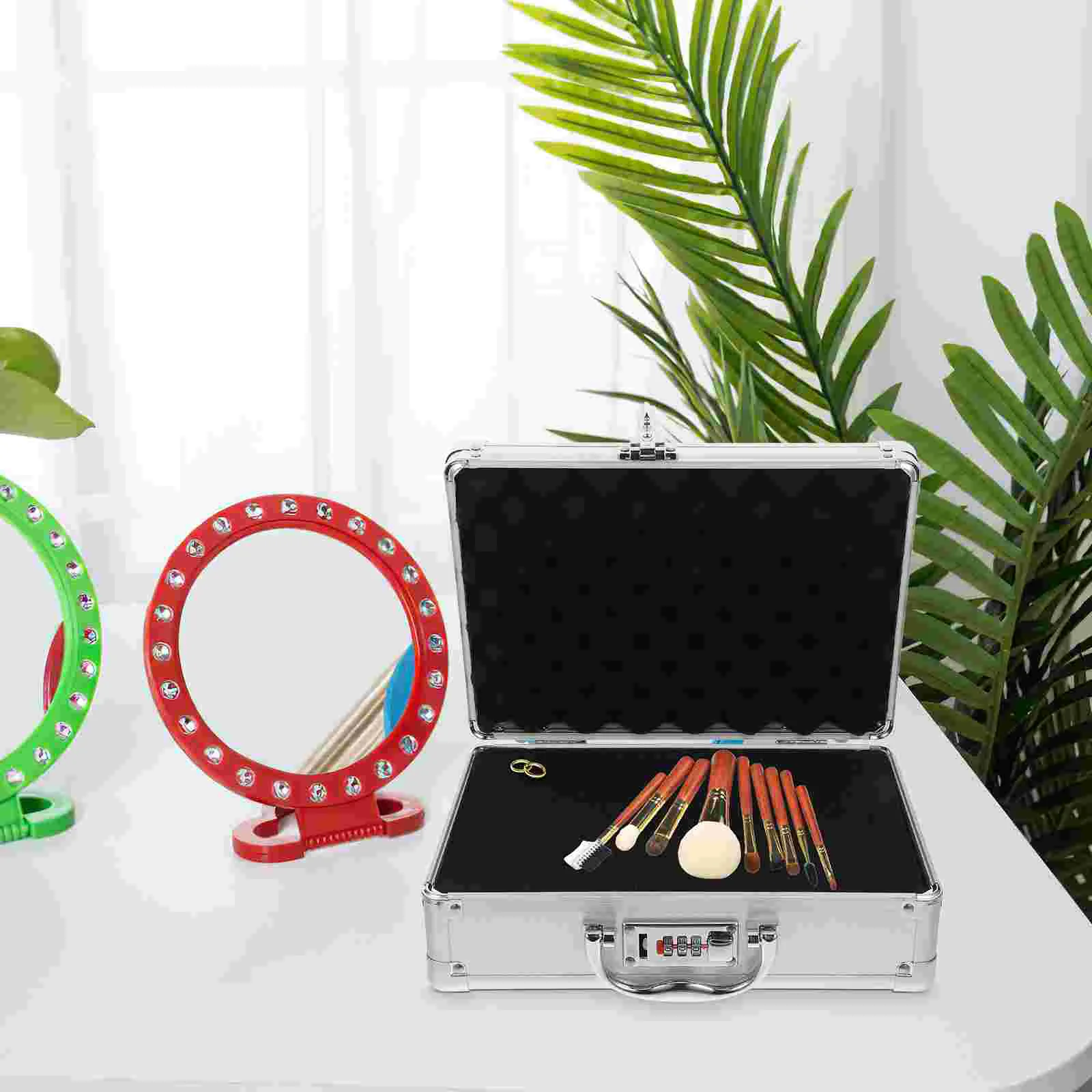 Suitcase with Foam Container Tools Storage Maintenance Cotton Metal Briefcase Suitcases
