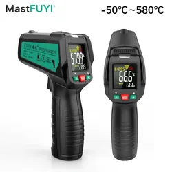 MASTFUYI FY580S Laserowy termometr na podczerwień Czujnik temperatury Testery Gun -50 ° C~580 ℃   Przemysłowe narzędzie do testowania rur termicznych w domu