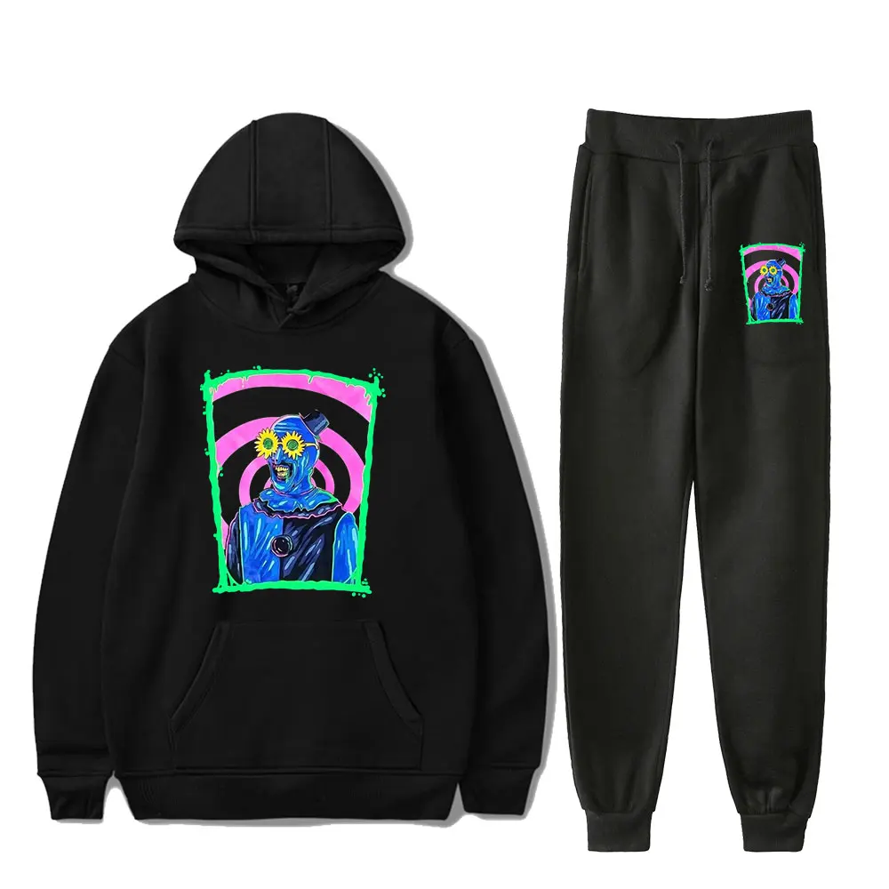 Terrifier Art the Clown Vintage 90s Merch Hoodies Set Hoodie Pants Two-Piece Pullover Men Women 