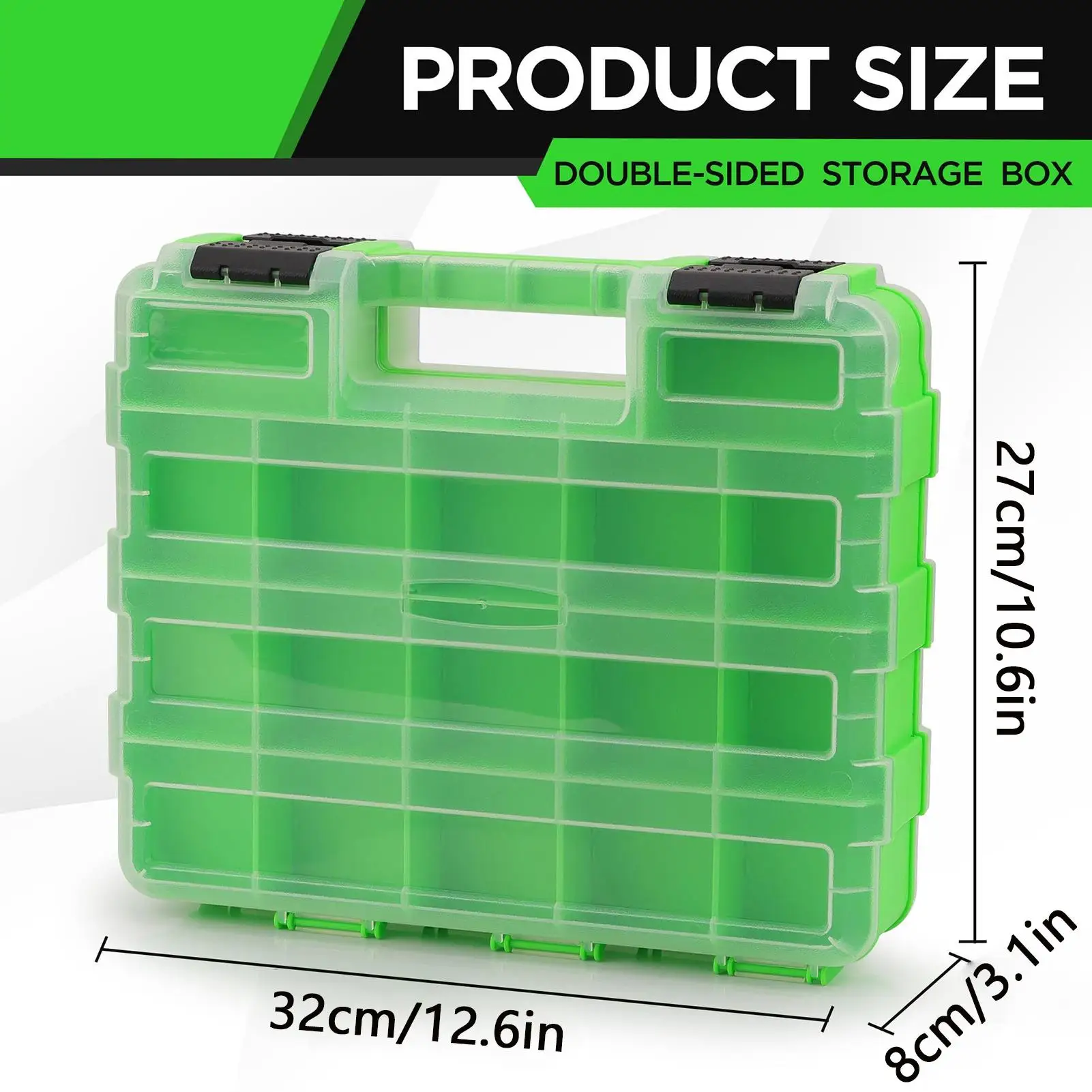 صندوق أدوات محمول منظم على الوجهين 34 مقصورة مثقاب تخزين الترباس والجوز مع غطاء للأجهزة مسمار الترباس الجوز