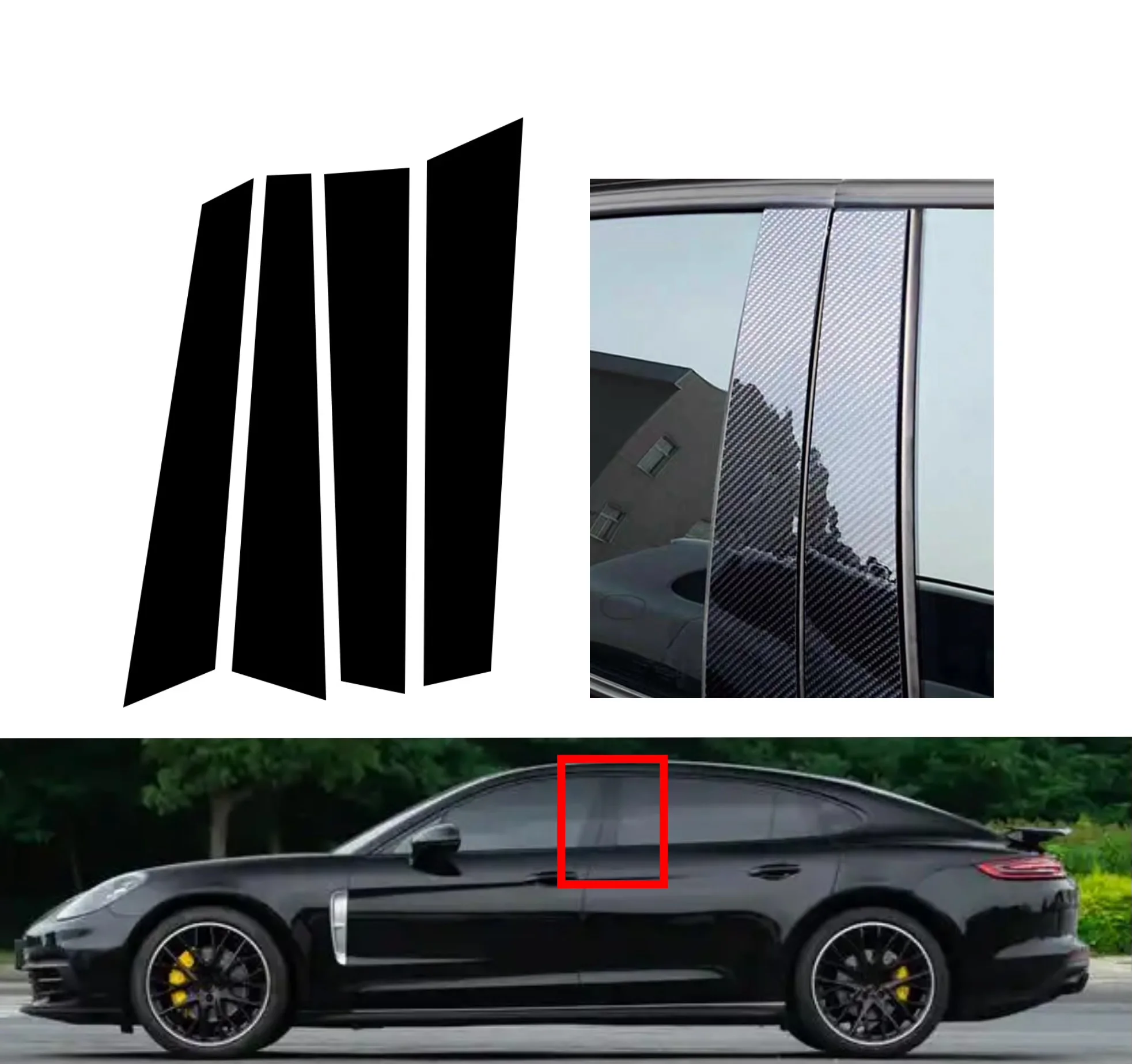 

4pcs Glossy Black Pillar Post Carbon Fiber Fit For Porsche Panamera 971 2017-2022 2018 2019 Window Door Deal B CCover Sticker