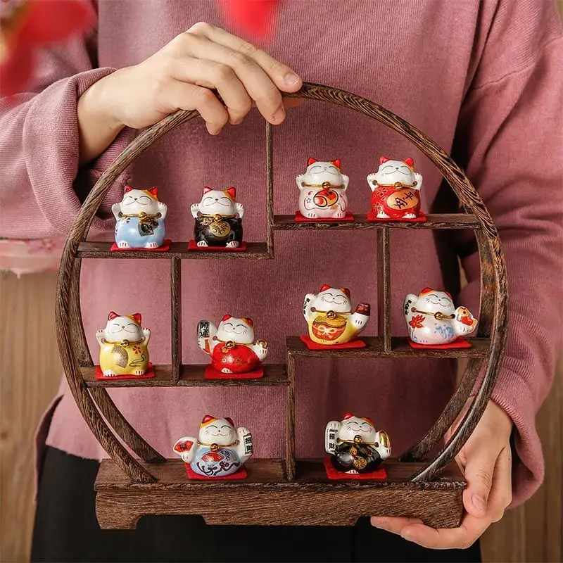 Lucky cat small ornaments ceramic cute TV cabinet porch desktop wine cabinet home living room room decoration ornaments