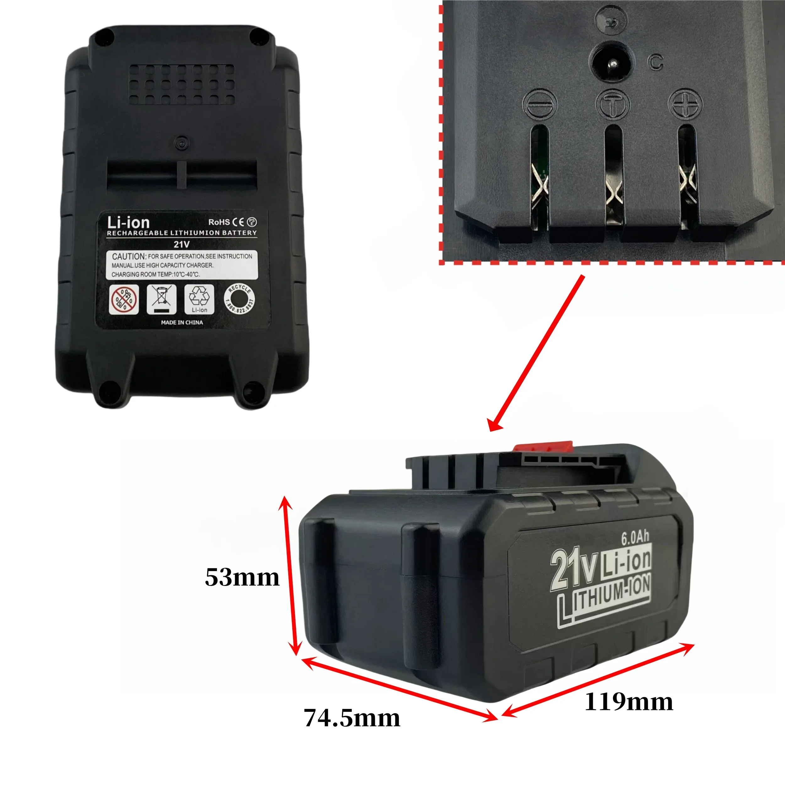 بطارية ليثيوم جديدة 2026 21 فولت قابلة لإعادة الشحن للأدوات الكهربائية، تستخدم للمفاتيح الكهربائية Dayi، لقم الثقب، مناشير السلسلة، إلخ #4