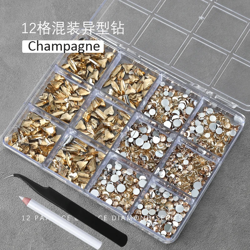 3D Baby Blue Multi-Shape Nail Art Rhinestones