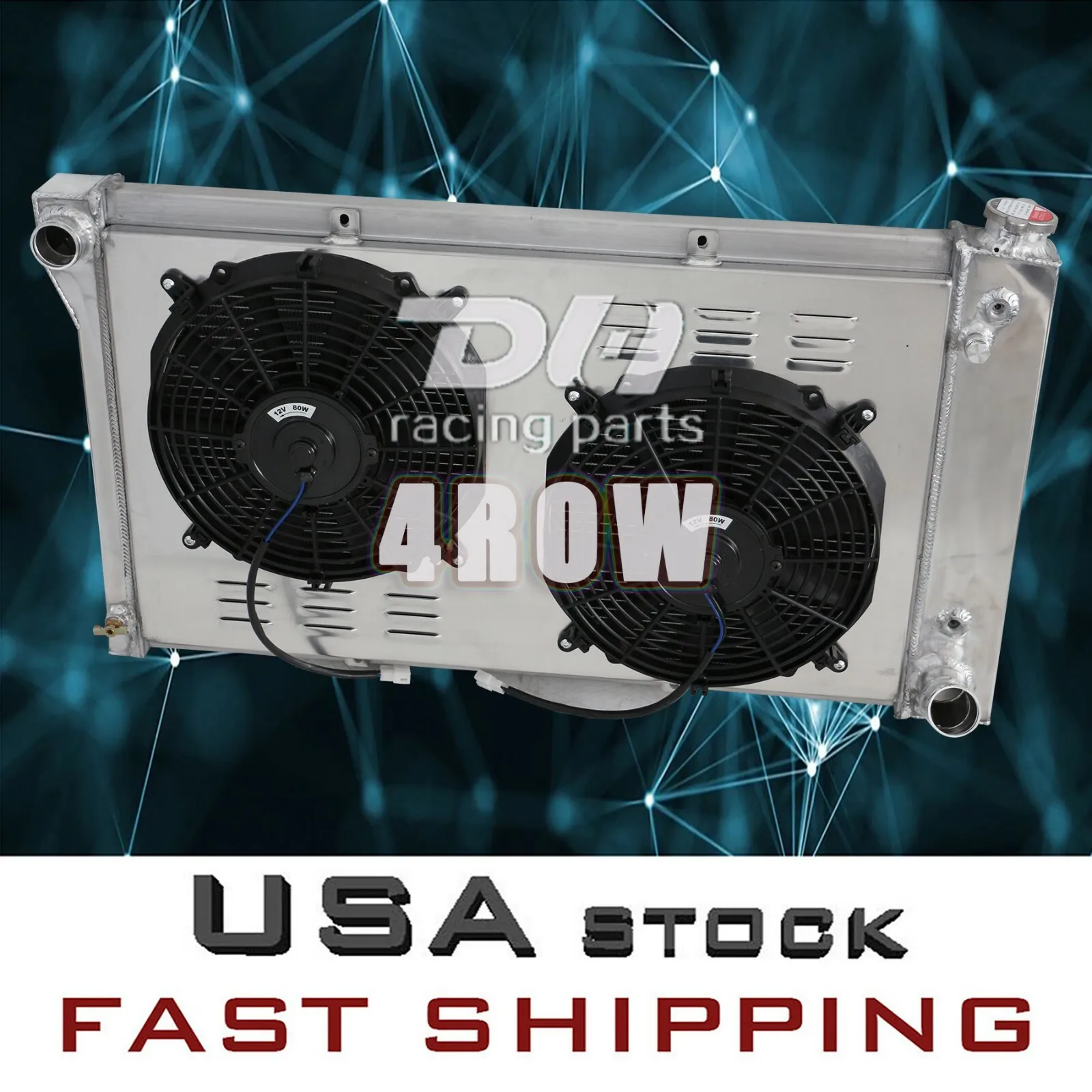 4 Baris Radiator Aluminium & Selubung & Kipas Cocok 1967-1972 GMC C/K 15/1500 25/2500 CC369