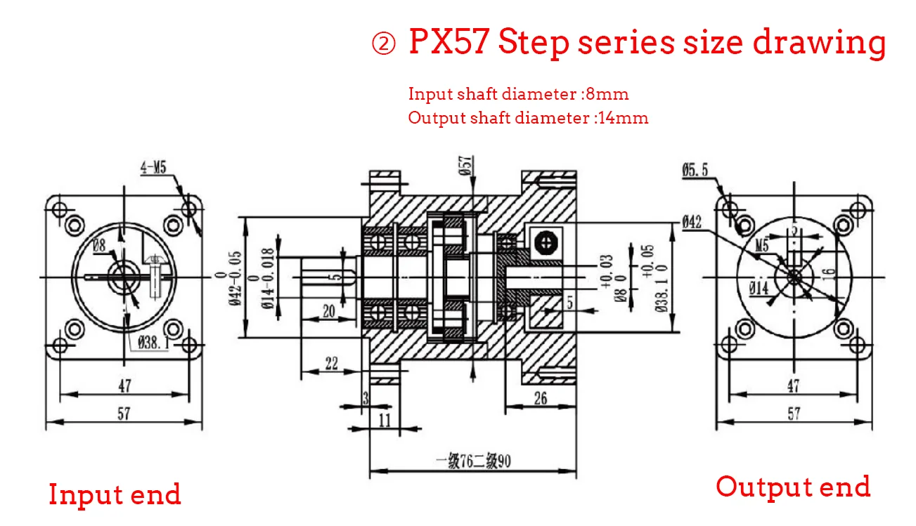 HLTNC PX57 64/960/100/144/216 reductor de engranajes planetarios 57 se puede equipar con Motor paso a paso Nema 23 para Cnc