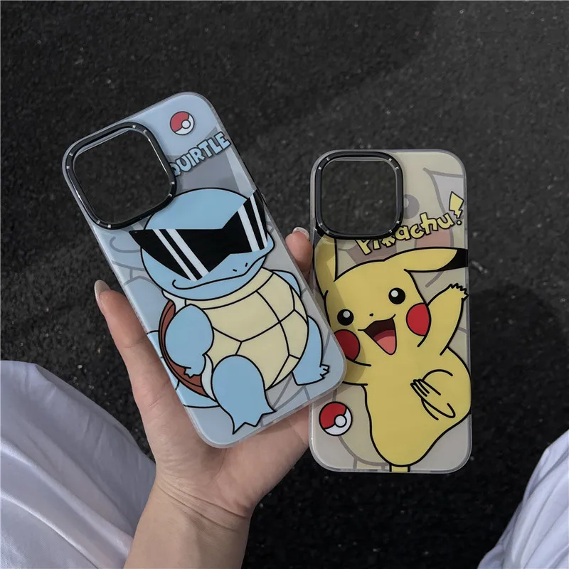 

Japan POKEMONS Squirtle Pikachu Phone Case for iPhone 13 14 15 16 Pro Max Cases for iphone 16pro Cute Cartoon Cover Funda