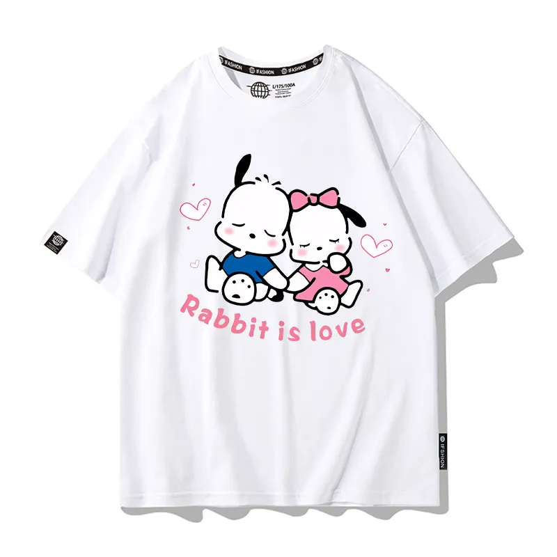 

Новая летняя белая детская футболка Pacha Dog Co, 100% хлопок, с мультяшным принтом, модная футболка с круглым вырезом для родителей и детей