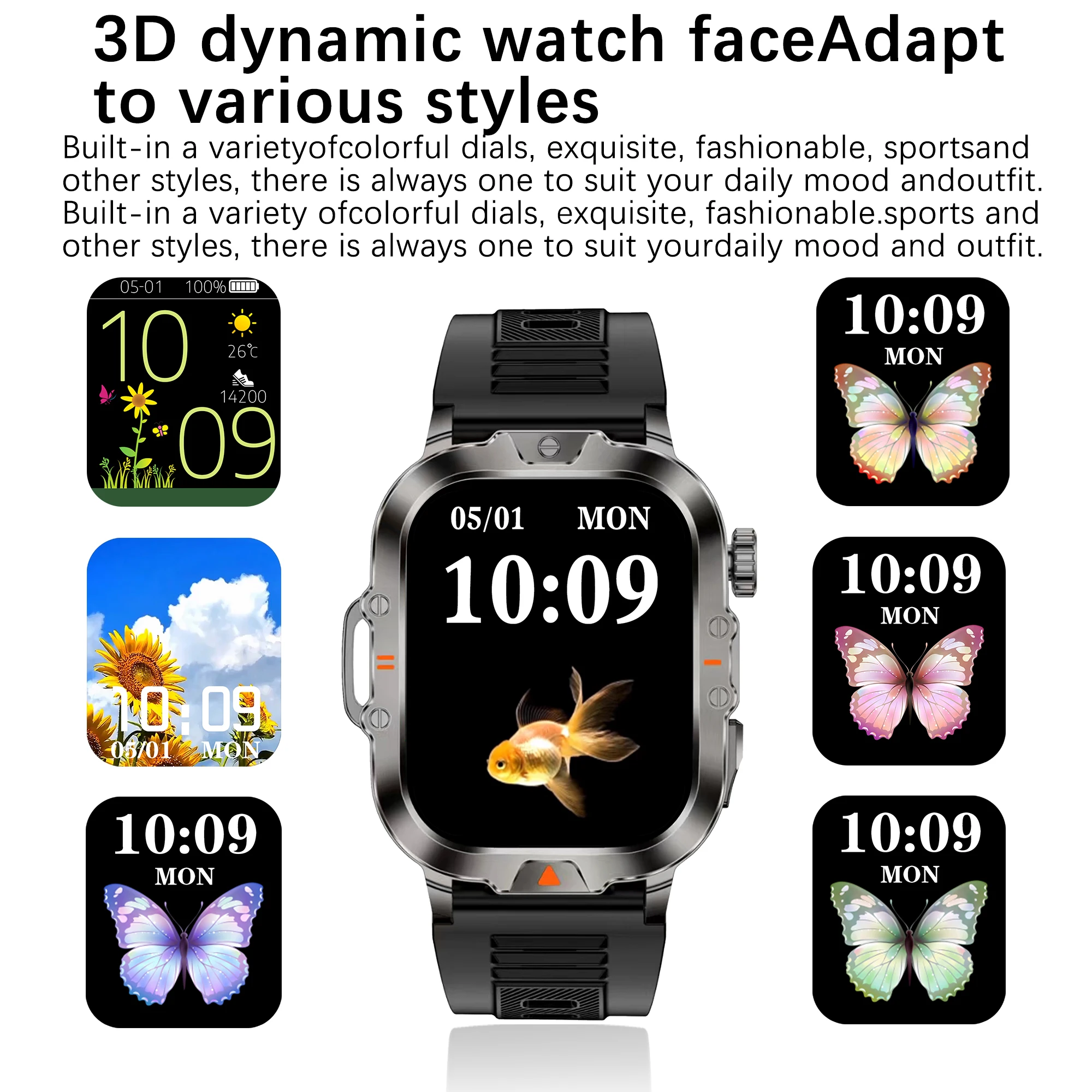 Wonlex Смарт-часы для мужчин 2,01 дюйма 3D-динамический циферблат Спорт на открытом воздухе IP68 Водонепроницаемые Bluetooth-вызов 410 мАч Батарея Женские умные часы