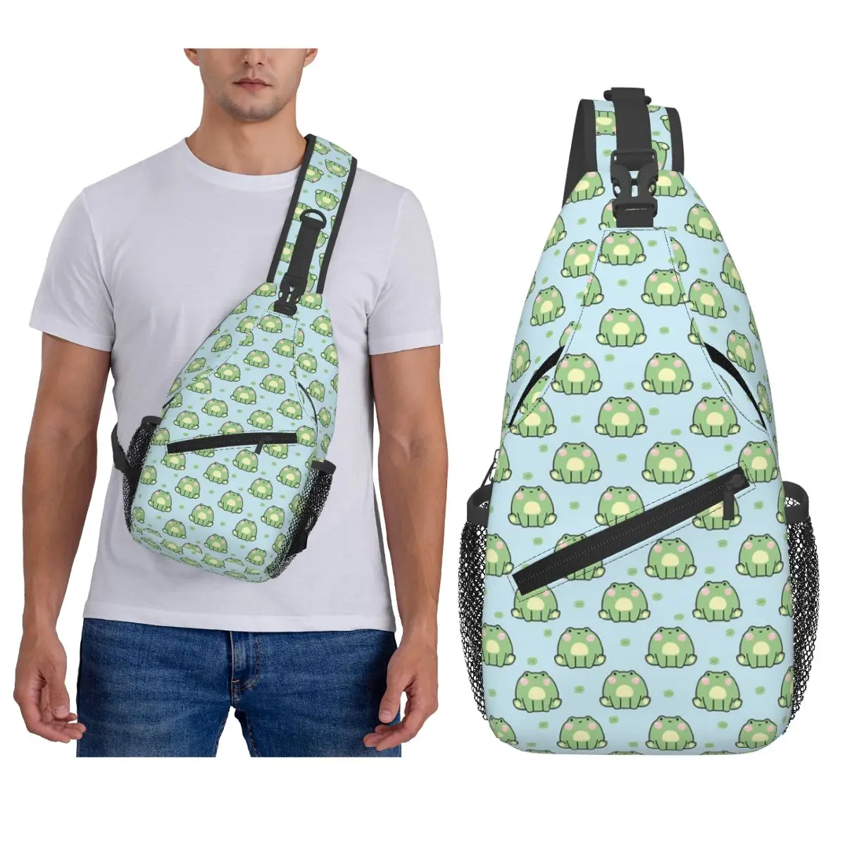 

Cute Frog Chest Bag Men Sling Crossbody Backpack Chest Bag Traveling Hiking Daypack Shoulder Bag