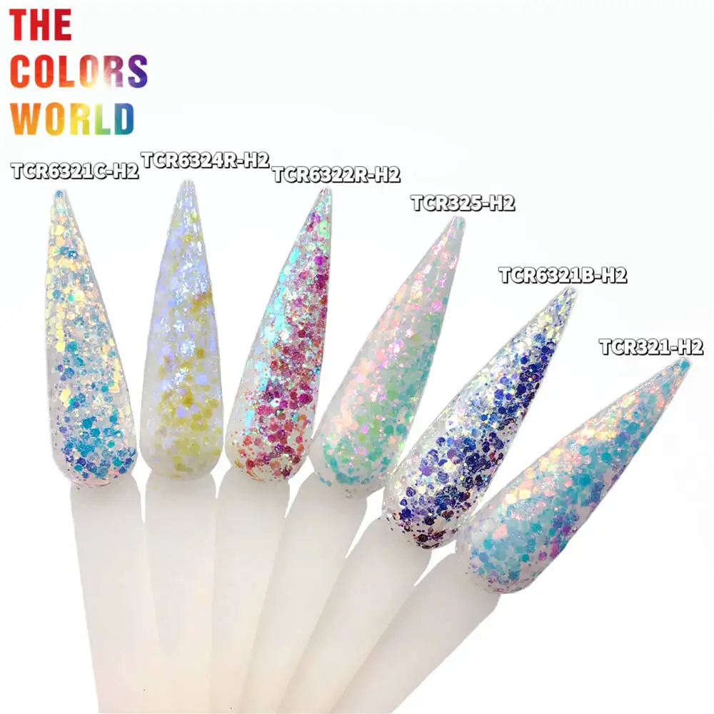 

TCT-652 Chunky Nails Glitter High Brightness White Rainbow Decoration Nagel Manicure uñas DIY Festival Accessories Bulk Supplier