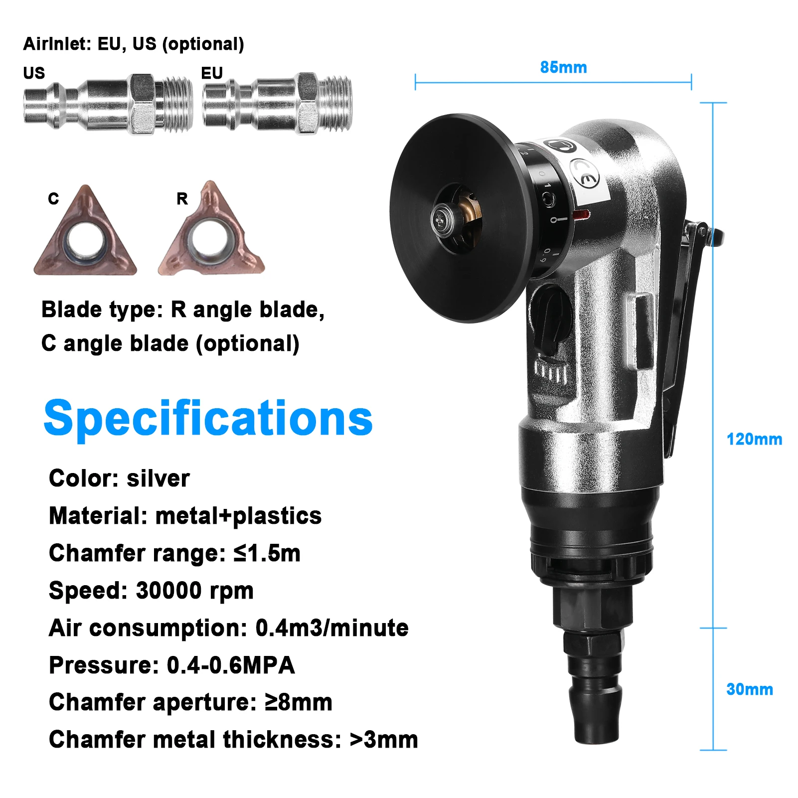 Pneumatic Chamfering Machine Mini Portable Metal Trimming Machine 45 Degree Deburring Blades and Bearings Angle Cutting Tool