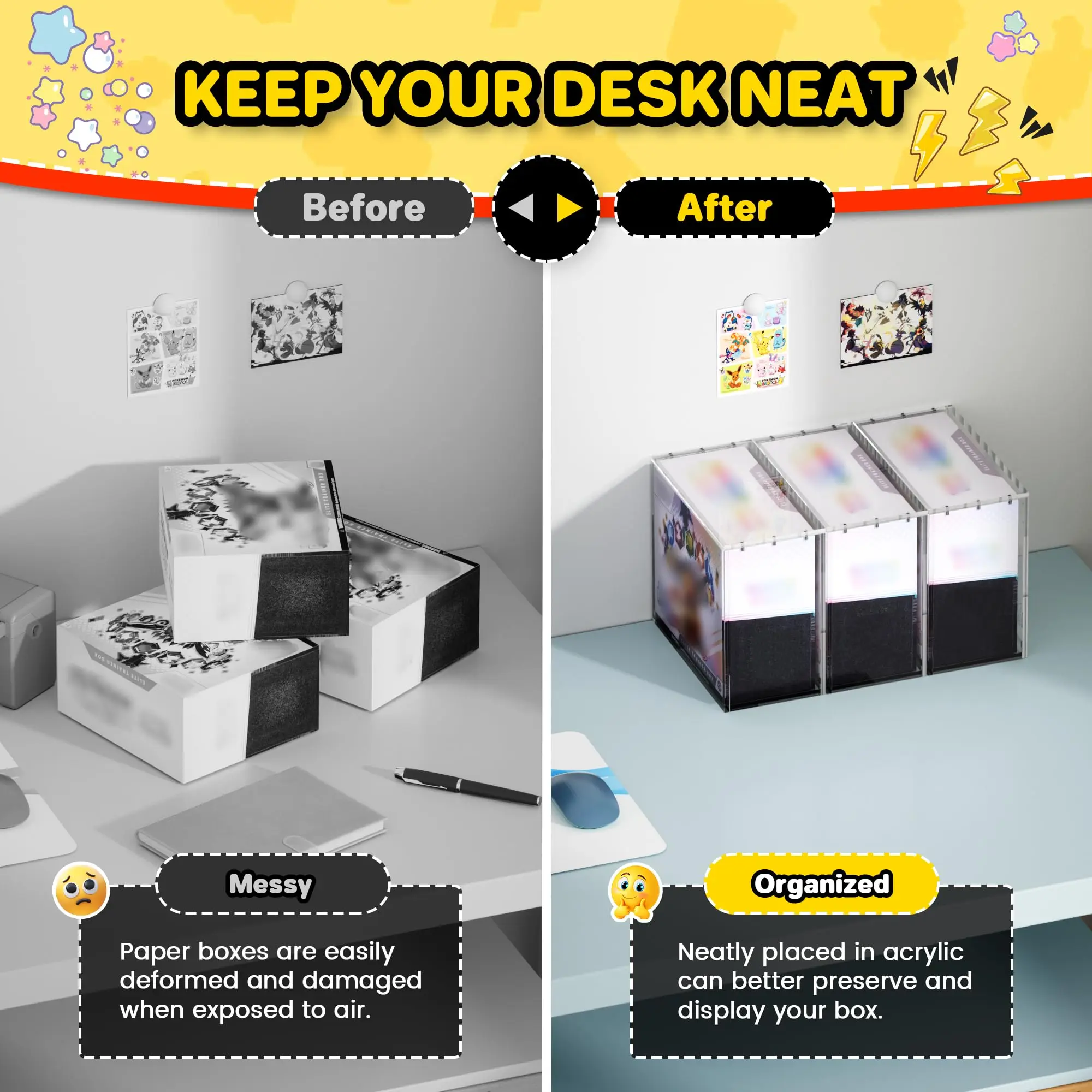 99% UV Protection Magnetic Modern Acrylic Case Display for English Pokémon Booster Pack Box Clear and Stylish Storage Solution - view 3
