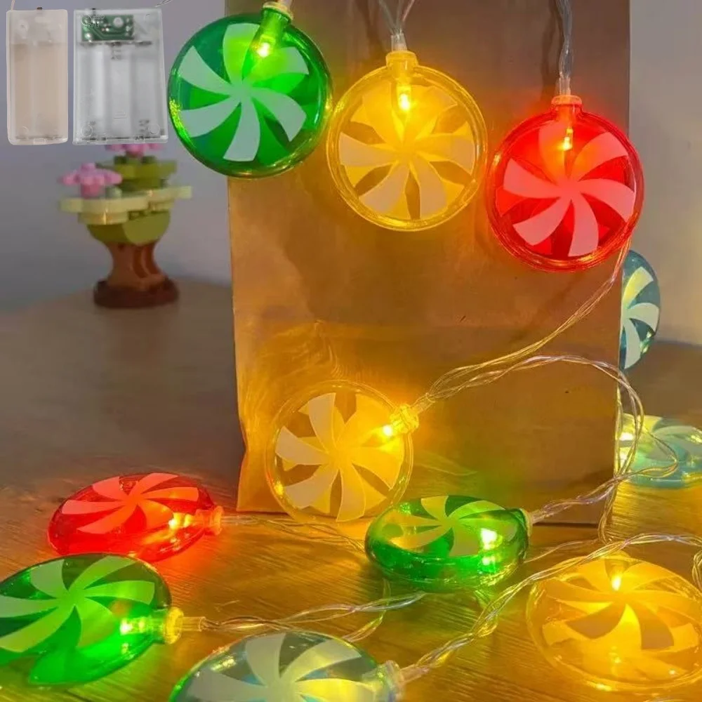 1 قطعة 1.5 متر/3 متر عيد الميلاد صندوق بطارية طاحونة مصاصة سلسلة ضوء ، خالية من البطارية ، زينة عيد الميلاد ، تستخدم لتزيين الحفلات