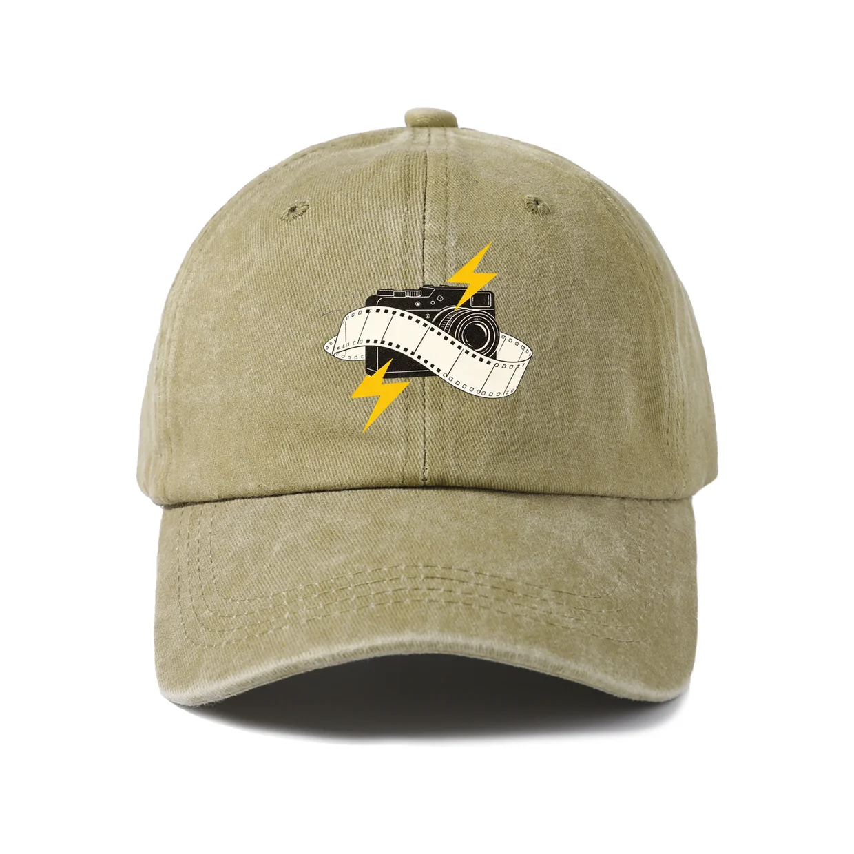 Electric Vehicle Lightning Graphic Baseball Cap, Vintage Washed Adjustable Unisex Dad Hat, Casual Gift