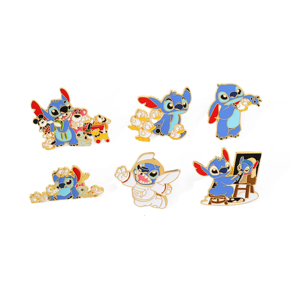 Disney Lilo & Stitch Enamel Pins Anime Backpack Hat Accessories Cute Stitch Cartoon Badge for Friends Christmas Jewelry Gifts