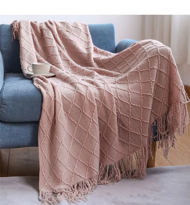 

Scandinavian Knitted Blanket Yarn Blanket Sofa Office Nap Throw Blanket Soft Towel Bed Plaid Tapestry Blankets For Beds