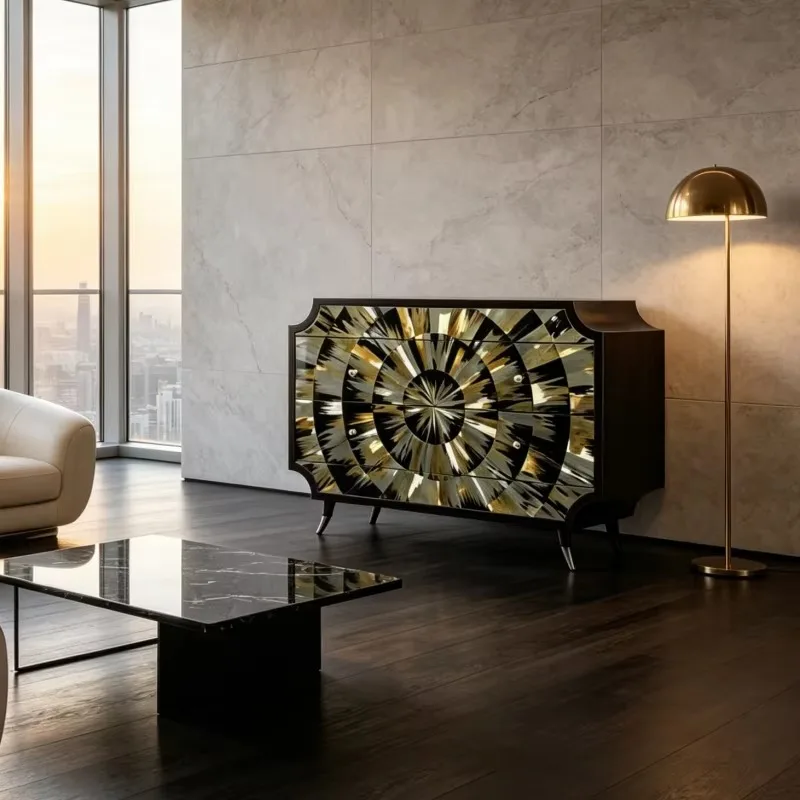 Decorative Wooden Locker Living Room Wall Decorative Cabinet Suitable for Villa Hotel Lobby
