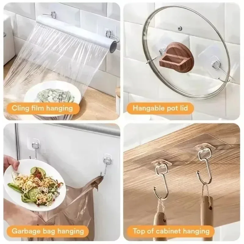 Self Adhesive Hooks Rotating Waterproof Seamless Strong Sticker Holder Wall Door Storage Hanging Hook Kitchen Bathroo