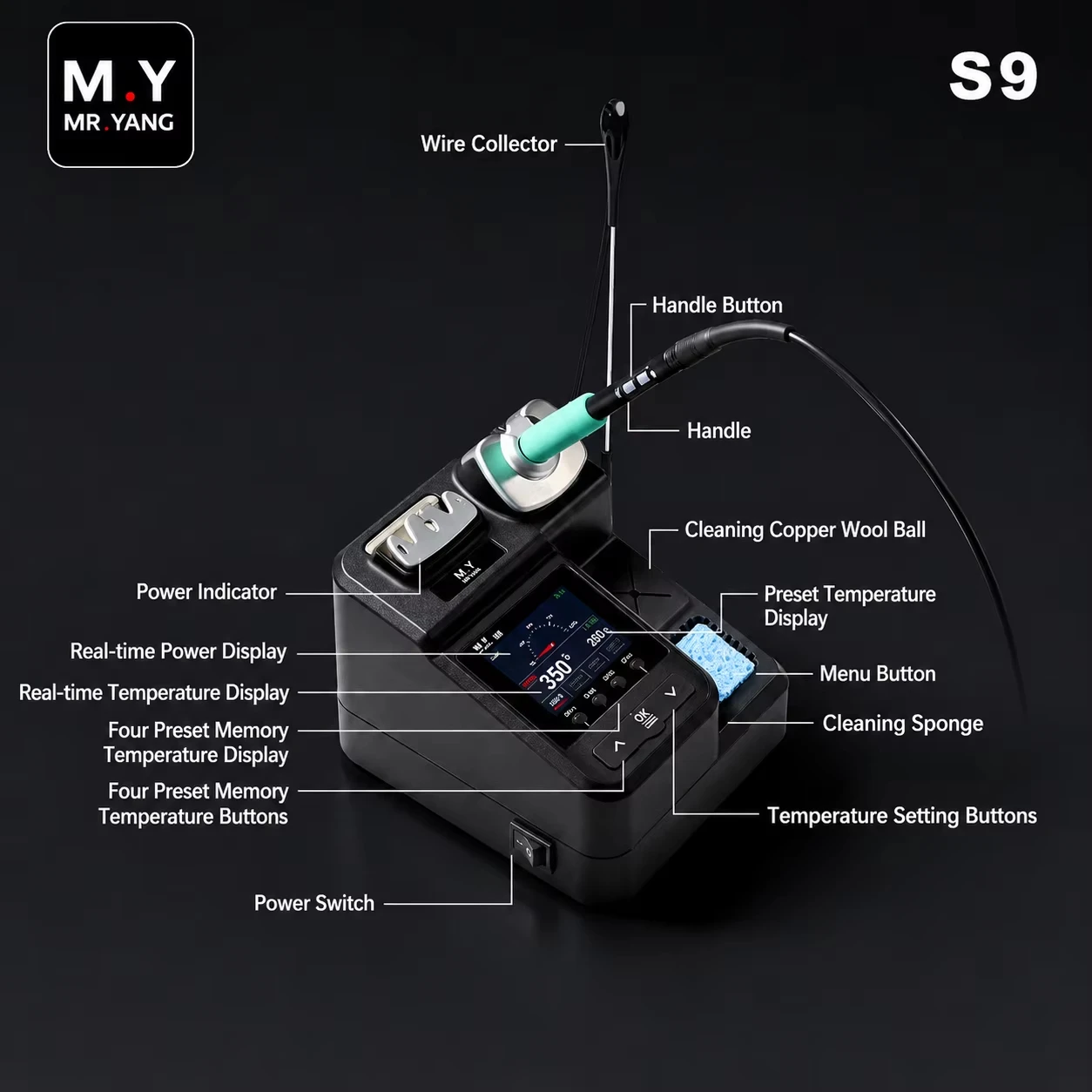 MY MR YANG S9 180W Soldering Station Intelligent Temp Control Fast Heating Precision Repair Tool Compatible C210 Tips