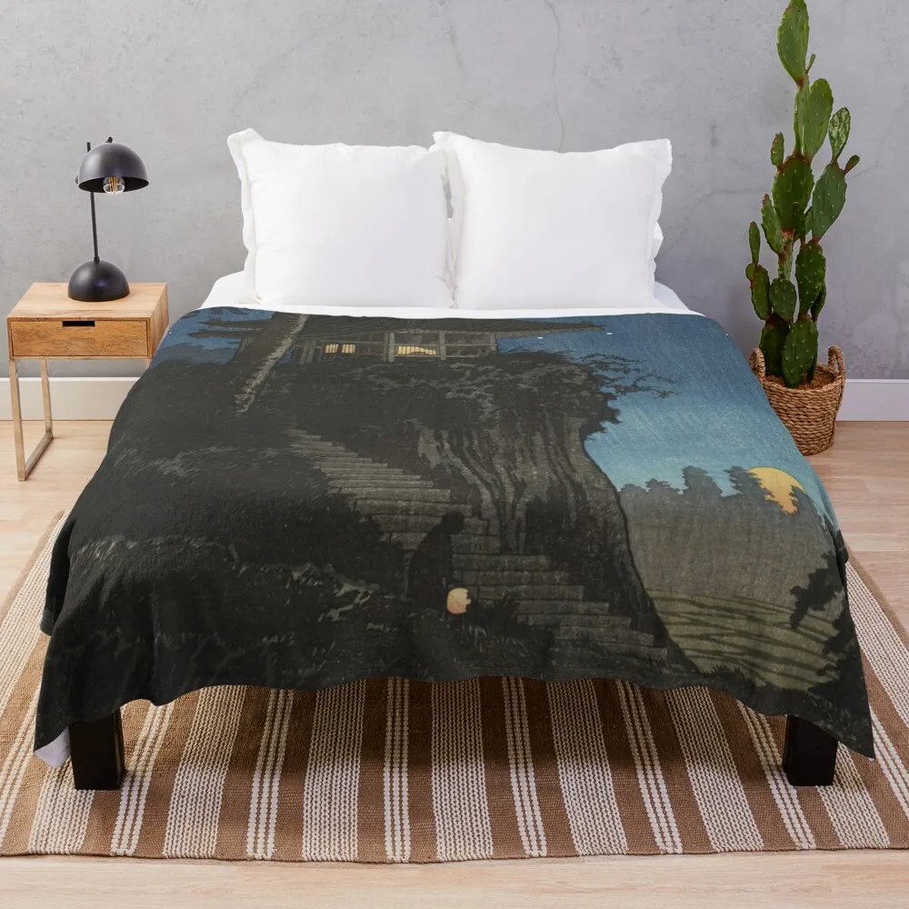 Moonrise at Tokumochi by Takahashi Shotei Throw Blanket warm winter Quilt Blankets