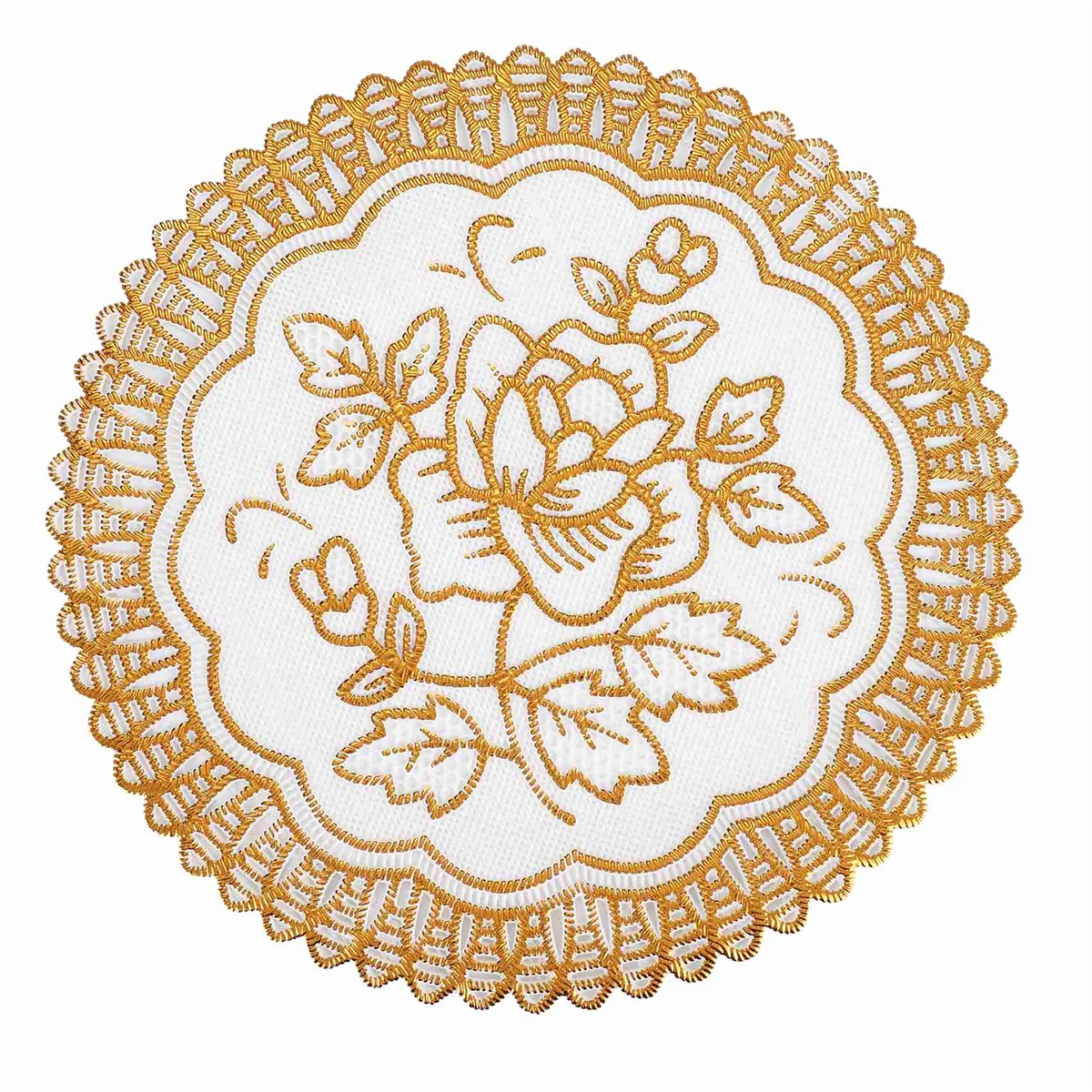 M21K  6 Exquisite Gold-tone Flower Dinning Table COASTERS SET