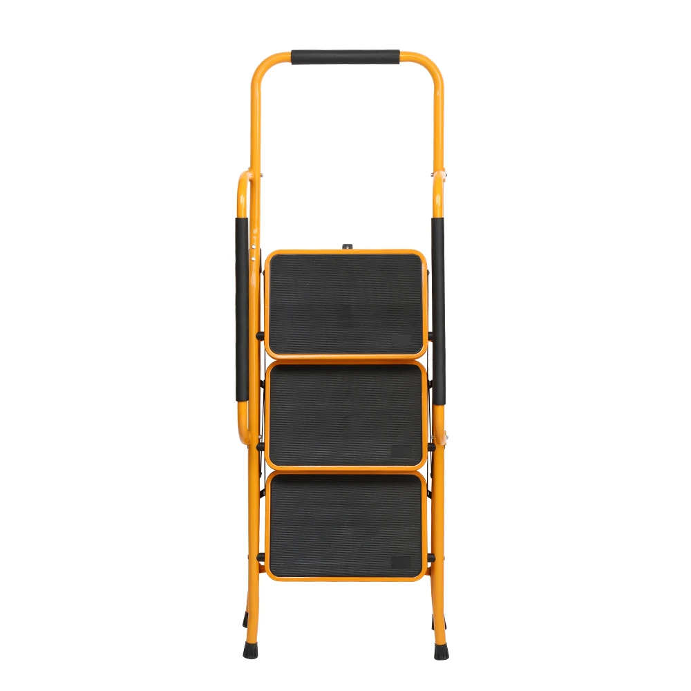 Taburete plegable de 3 escalones, escalera de 3 escalones con Pedal ancho antideslizante y práctico Handgrip-330lbs de hierro resistente