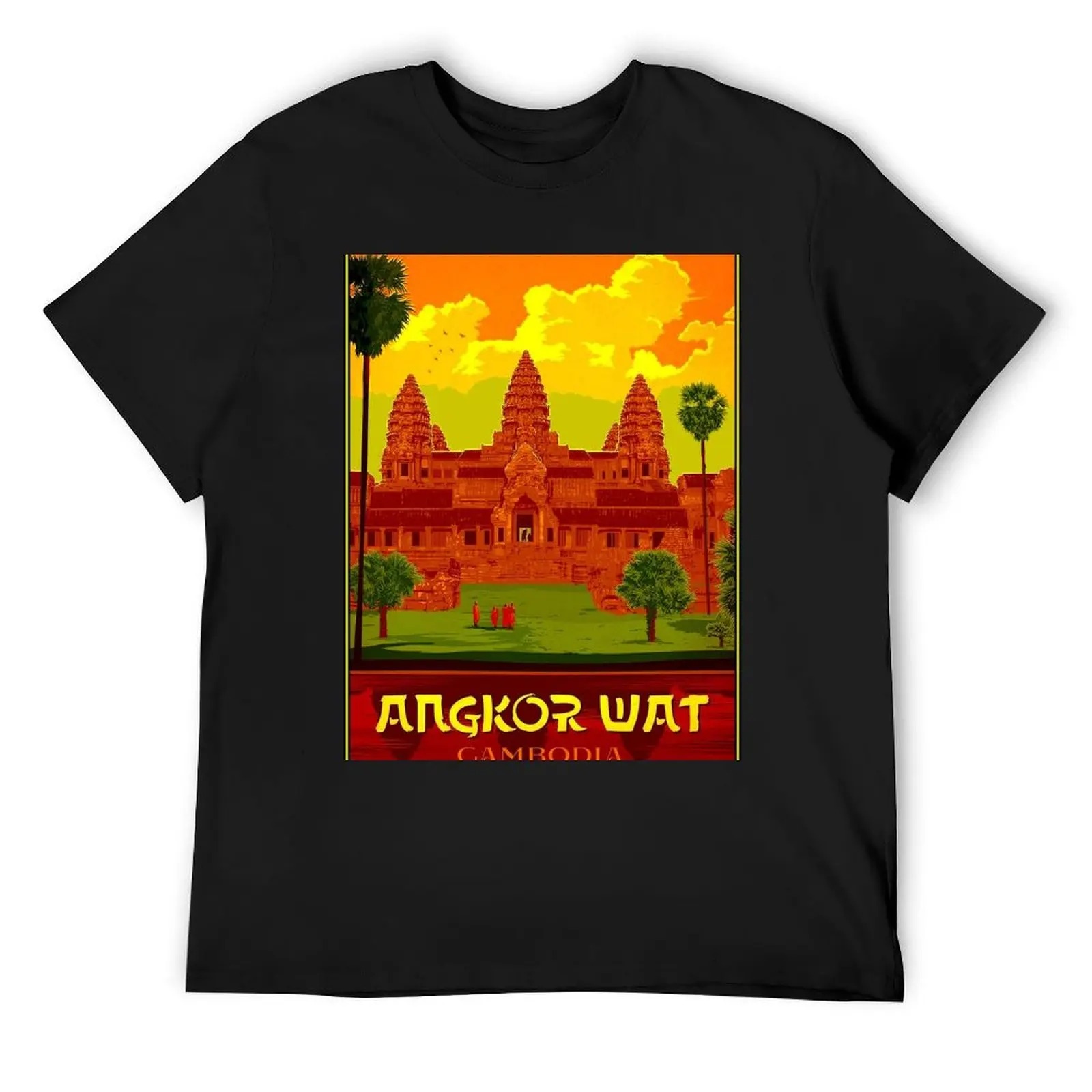 ANGKOR WAT : Vintage Cambodia Temple Print T-Shirt graphics baggy shirts summer tops oversized t shirt men