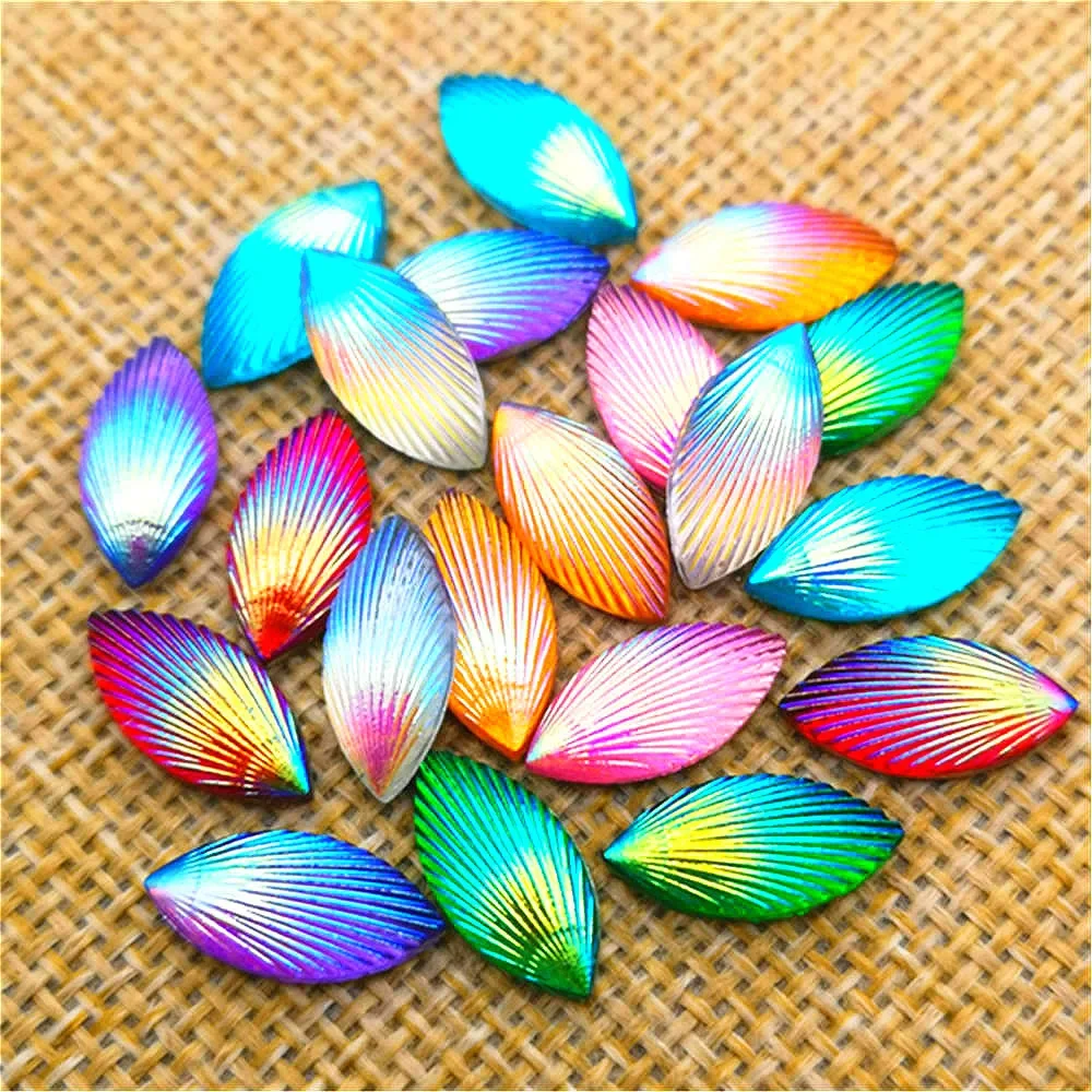 

80pcs 7*15mm Acrylic rhinestone Horse Eye crystal flatback Beads No hole