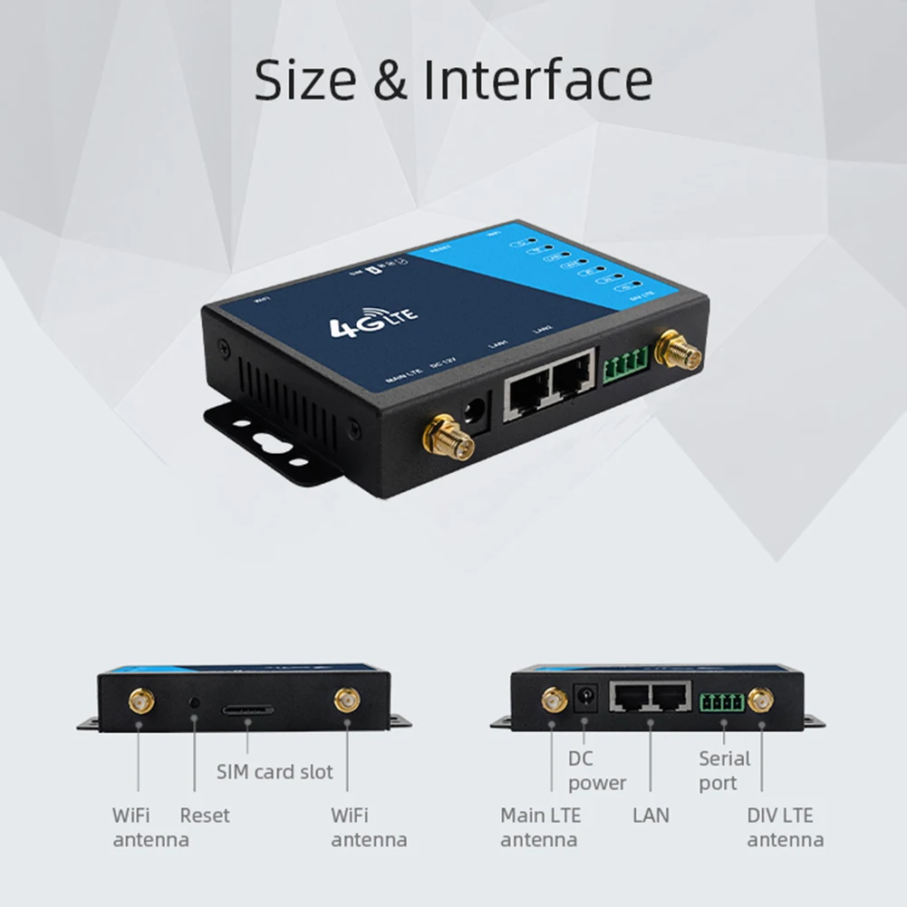 Enrutador WiFi 4G de Grado Industrial, enrutador inalámbrico de banda ancha 4G, LTE, CPE, con ranura para tarjeta Sim, antena, protección de