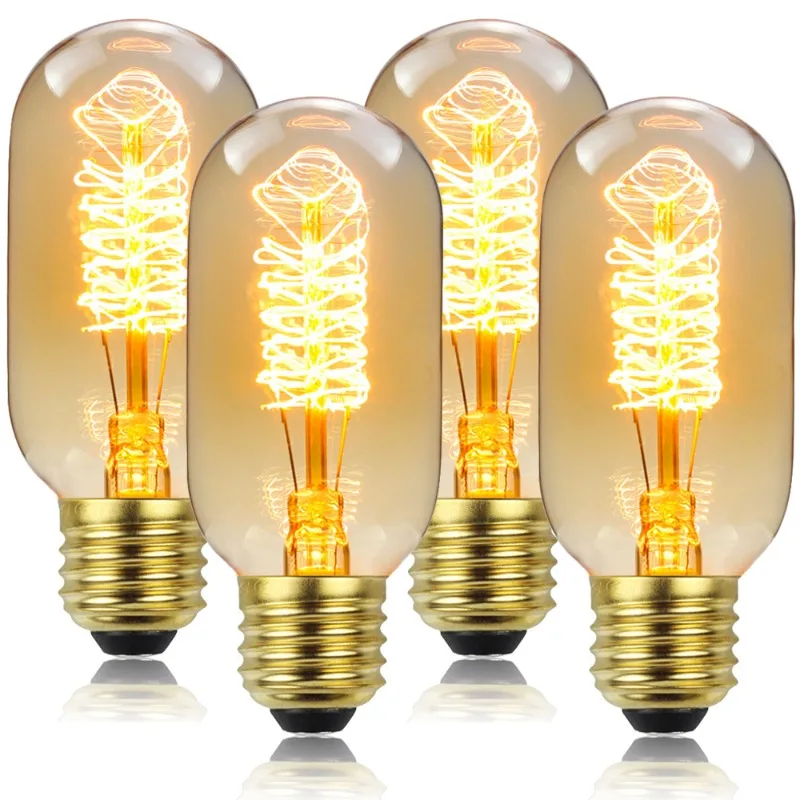 Retro Edison Bulb E27 220V 40W Light Bulb T45  Filament Vintage Ampoule Incandescent Spiral Lamp