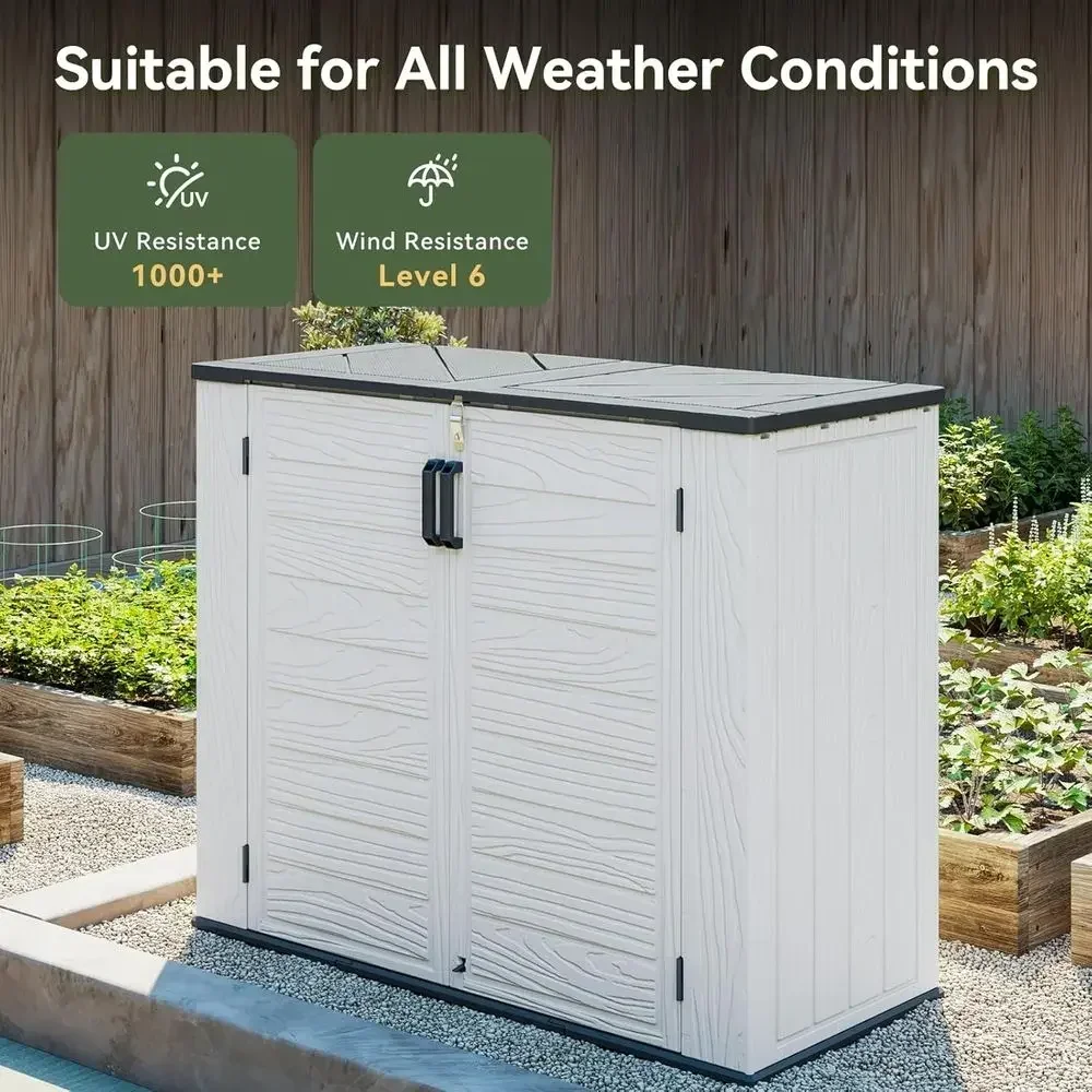 160 Gallon Lockable Resin Outdoor Storage Box with Spring Lid - Patio, Garden, Pool Use