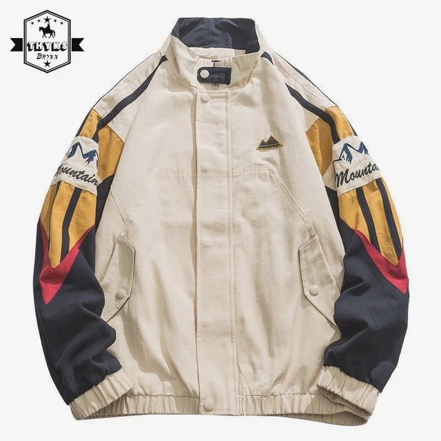 Playboy Jacket Men unisex Harajuku Baseball Jacket Colorful Patchwork Stand Collar Autumn Coat