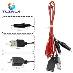 Alligator Test Clips Clamp to USB Male Female Connector Power Supply Adapter Wire 58cm Cable Red and Black