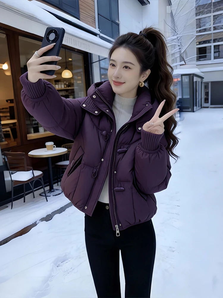 

Trendy Faionable Long Sve Warm ort Jaet Women's Winter High-End Fce-Lined Thiened Jaet down Cotton Coat