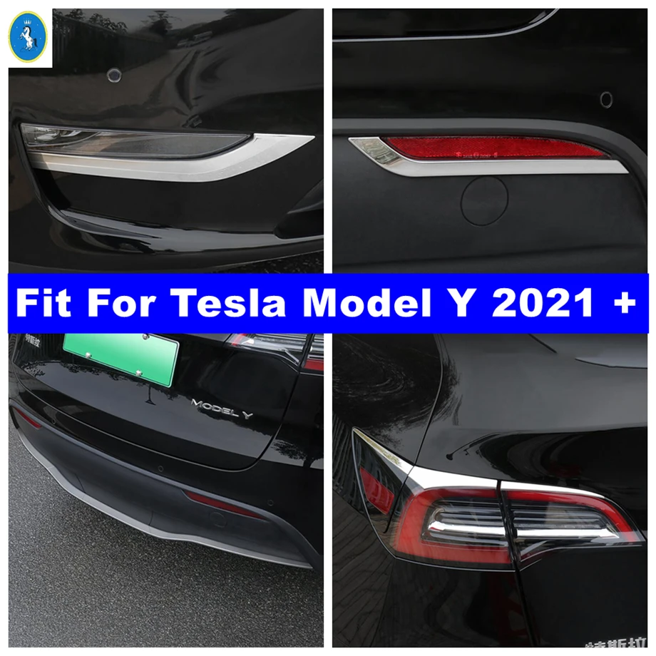 

Front Rear Fog Lights Tail Eyelid Eyebrow Back Bottom Bumper Panel Cover Trim For Tesla Model Y 2021 2022 Exterior Accessories