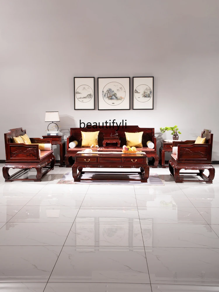 Living Room Rosewood Sofa Combination Set Chinese Furniture Set Dalbergia Latifolia Sofa