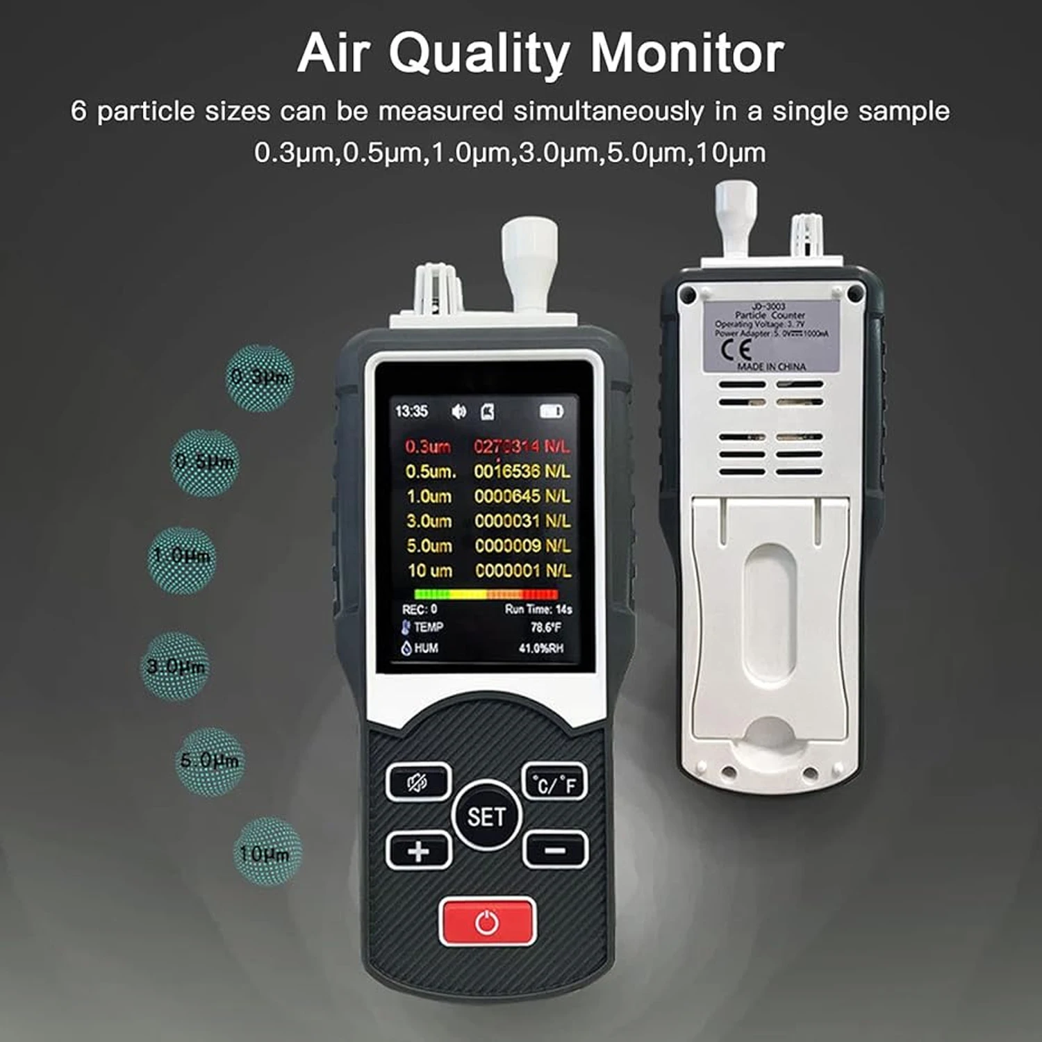 Handheld Dust Particle Counters, Air Quality Testing Instruments, Six-Channel Analytical Measurement, For Workshop PM2.5 Monitor