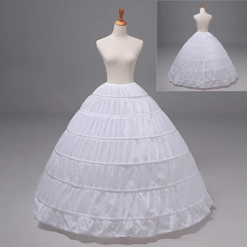 White Bridal Crinoline Skirt Accessory Slip 1 Layer 6 Hoop Petticoat Underskirt Ball Gown Wedding Dress Underwear