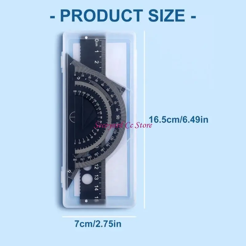 N3UC 4 قطع مجموعة هندسة الرياضيات مجموعة مسطرة منقلة أداة رسم لمكتب المدرسة #6