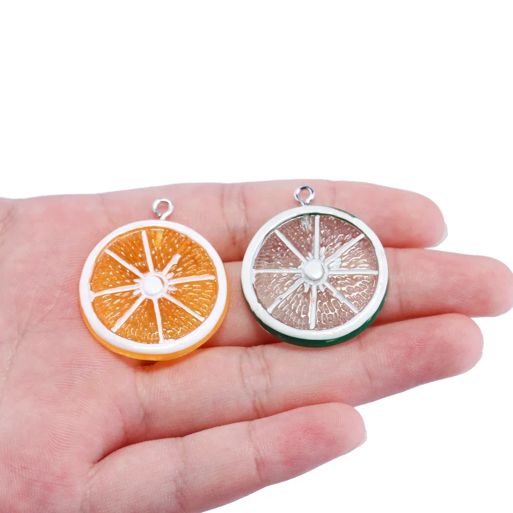 8 stücke orange Zitronen scheiben Frucht harz Charms Anhänger für Schmuck Herstellung Armband Halskette DIY handgemachte Handwerk Accessoires Ergebnisse