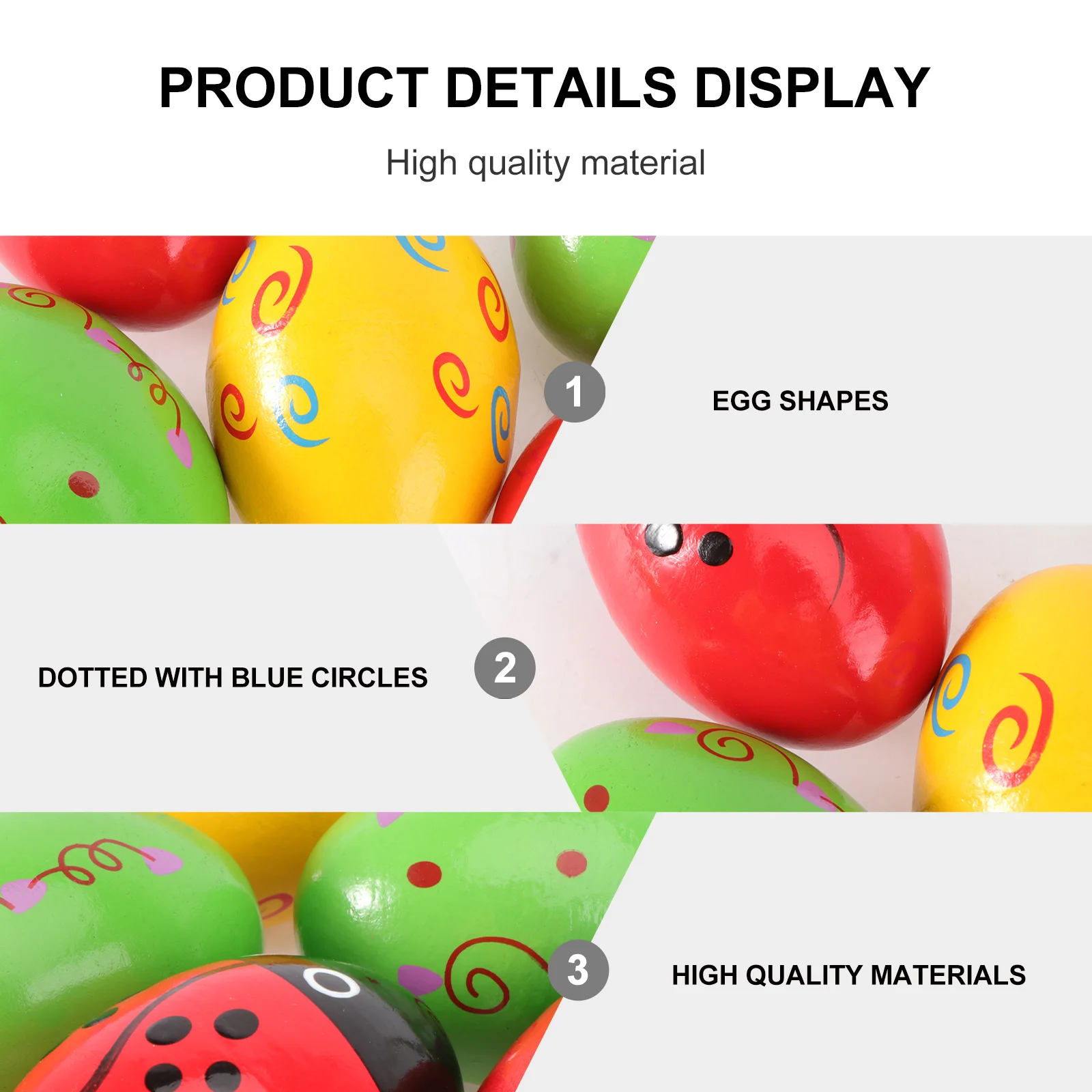 5Pcs Wood Maracas Shakers Egg Shape 48Mm Diameter Kids Musical Instrument Set Tool for Church Group Play