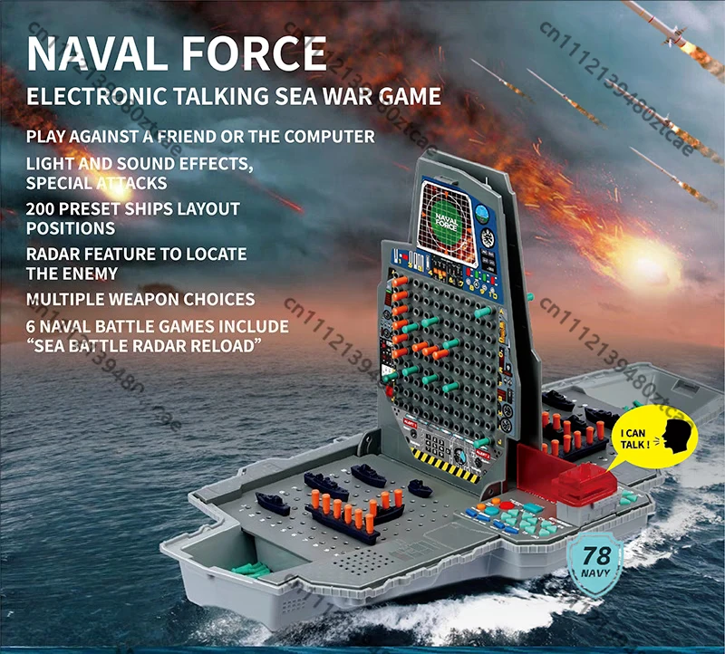 Talking AI Naval Battle Board Game, Single & 2 Player, Light & Voice Prompt, Educational Puzzle Toy, New Year Gift