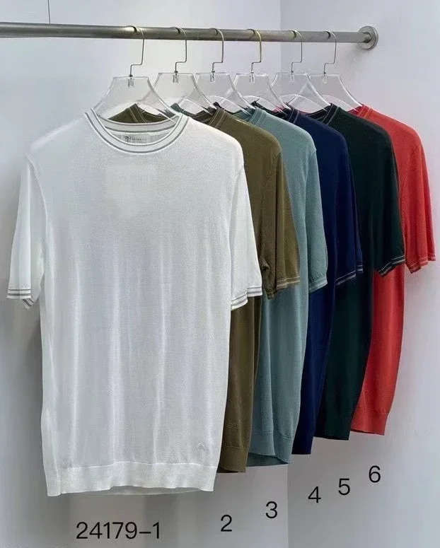 

BILLIONAIRE BLKA CPTG T-Shirt Silk BC men 2024 summer new thin elastic Round neck Solid color big size M-4XL Short sleeve Shirt