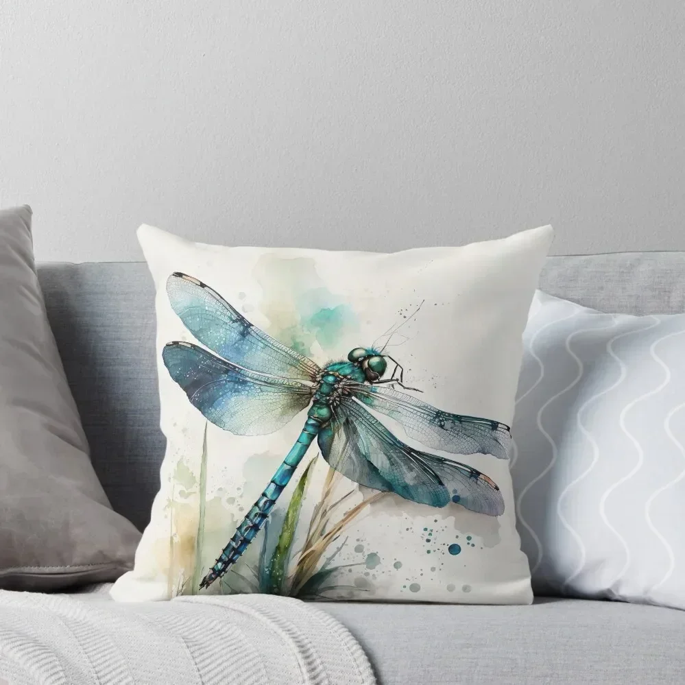 

Dragonfly watercolour painting 1 Throw Pillow Embroidered Cushion Cover Custom Cushion Photo Decorative Cushion pillow