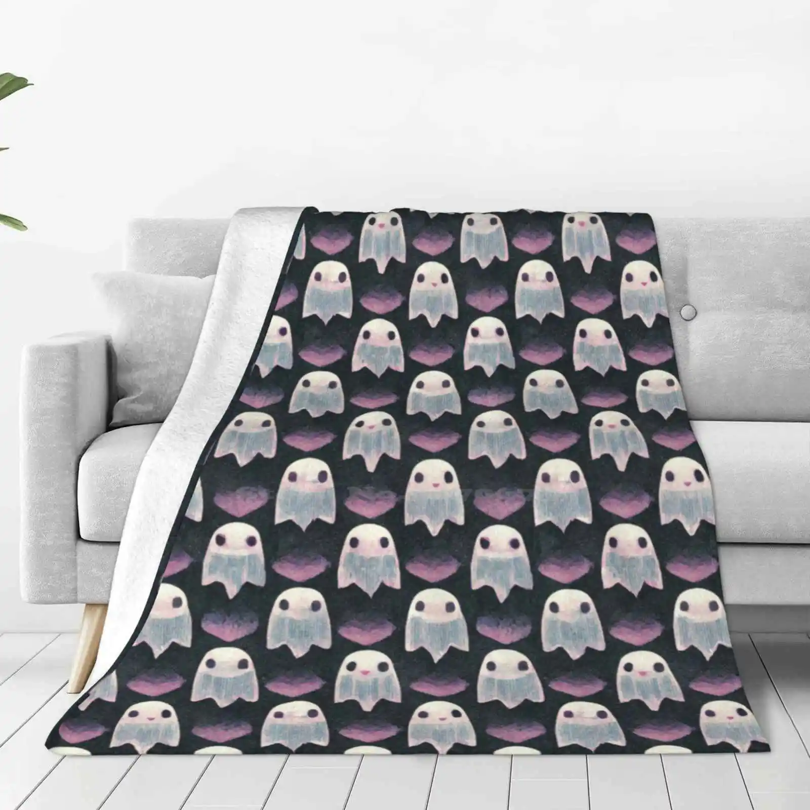 

Repeating Ghost Pattern Low Price New Print Novelty Fashion Soft Warm Blanket Ghosty Purple Pattern Halloween Spooky Pastel