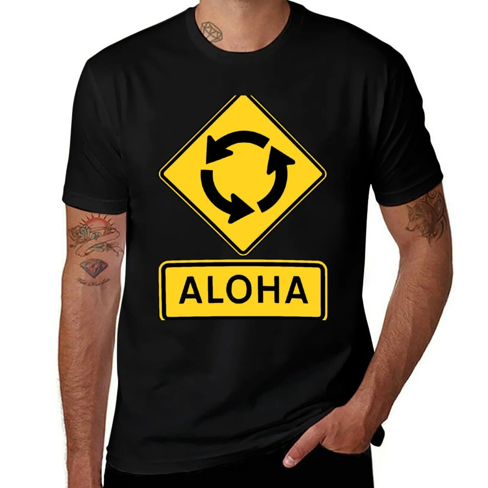 

Aloha Circle Sign Design T-Shirt Soft Stretch Short Sleeve Top