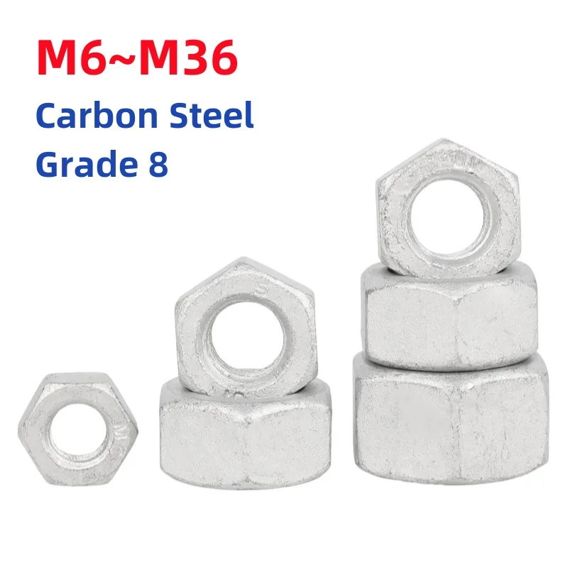 M6 M8 M10 M12 M14 M16 M18 M20 M22 M24 M27 M30 M36 Grade 8 Dacromet Carbon Steel Hex Hexagon Nuts