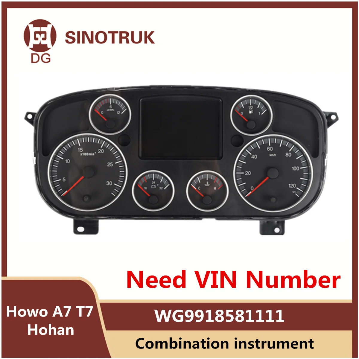 

Combination instrument wg9918581111 suitable for Sinotruk Howo A7 T7 Hohan water temperature meter odometer speed meter