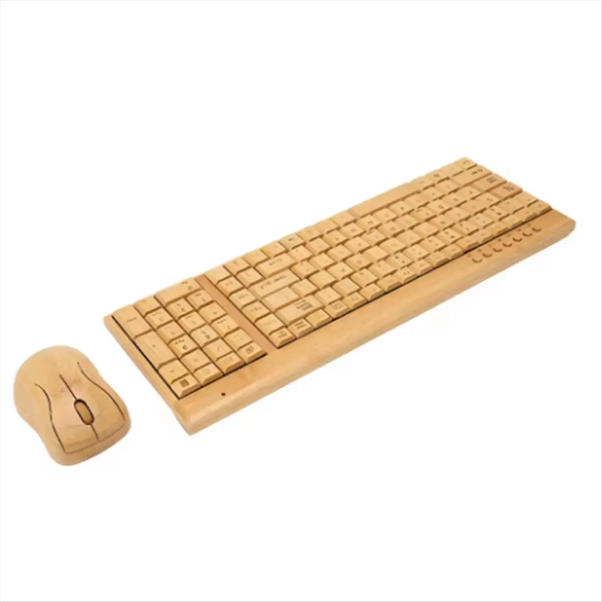 AU47-2.4GHz Wireless Keyboard Mouse Plug and Play Bamboo Wood Computer Keyboard 1200DPI Mouse for Office Laptop